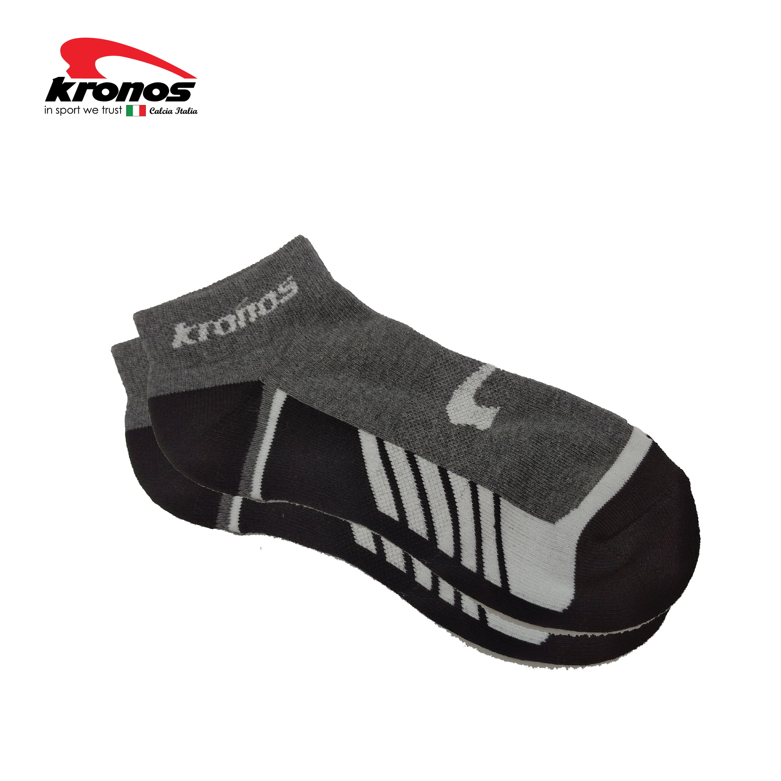 KSOC 420017 (GREY-BLK) KRONOS Low Cut Sports Socks - Image 1
