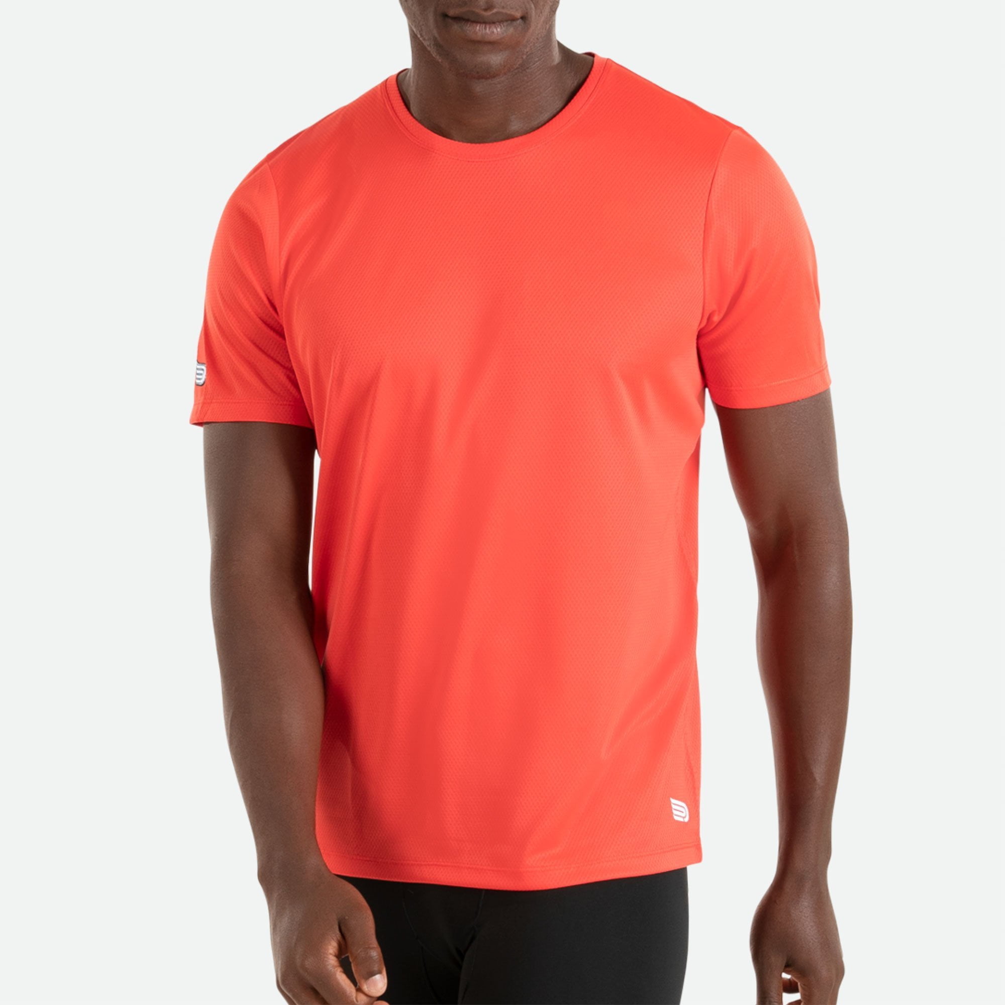 PRESSIO_Hapai_Mens_Run_Red_Short_Sleeve_Top_Closeup_Front
