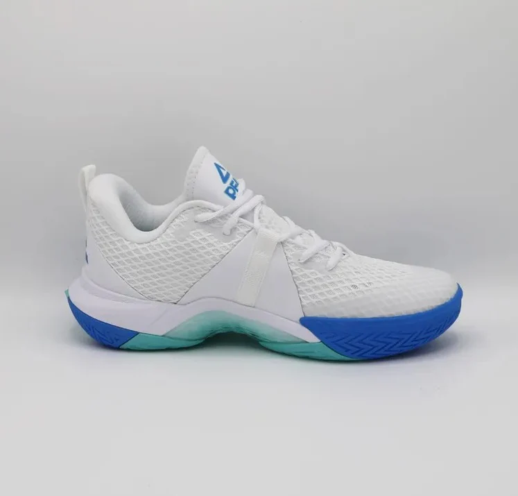 PEAK Men Basketball Shoes - White /Ice Crystal Blue